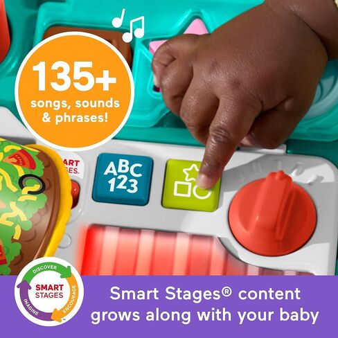 Fisher-Price Baby Push Toy 4-in-1 Cart Cart Carty Activity Walker ، 14 قطعة للتظاهر باللعب الرضع الذين تتراوح أعمارهم بين 6 أشهر ، نسخة متعددة اللغة in Kuwait