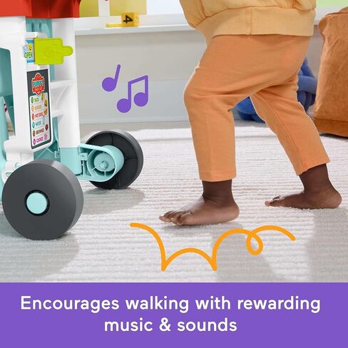 Fisher-Price Baby Push Toy 4-in-1 Cart Cart Carty Activity Walker ، 14 قطعة للتظاهر باللعب الرضع الذين تتراوح أعمارهم بين 6 أشهر ، نسخة متعددة اللغة in Kuwait