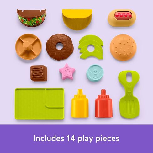 Fisher-Price Baby Push Toy 4-in-1 Cart Cart Carty Activity Walker ، 14 قطعة للتظاهر باللعب الرضع الذين تتراوح أعمارهم بين 6 أشهر ، نسخة متعددة اللغة in Kuwait