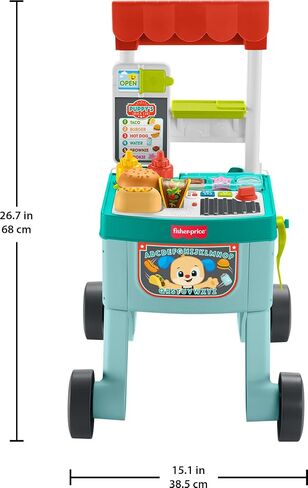 Fisher-Price Baby Push Toy 4-in-1 Cart Cart Carty Activity Walker ، 14 قطعة للتظاهر باللعب الرضع الذين تتراوح أعمارهم بين 6 أشهر ، نسخة متعددة اللغة in Kuwait
