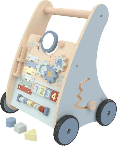 Pink Wooden Push Pull Sent to Stand Walker - مركز نشاط التعلم القابل للتعديل - تعلم الطفل المشي - هدية تعليمية لطفلة أو فتاة in Kuwait