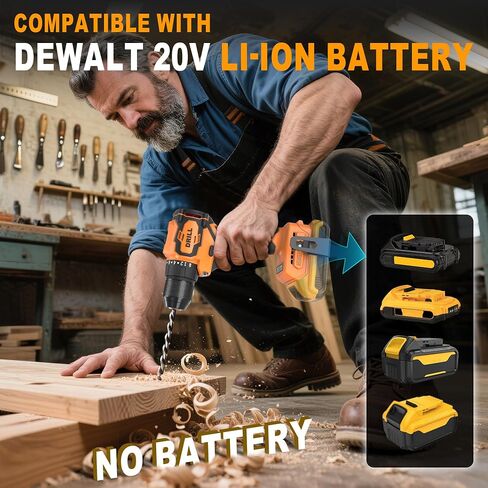 الحفر اللاسلكي (أداة فقط) متوافقة مع بطارية DeWalt 20V Max ، ما يصل إلى 620 رطل بدون فرش من 3/8 "تدريبات الطاقة ، 2 سرع in Saudi Arabia