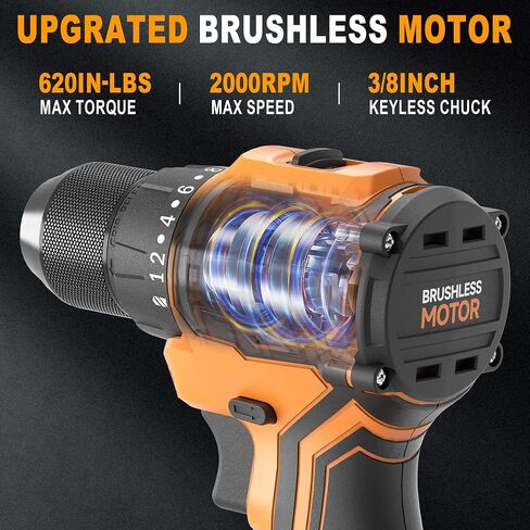 الحفر اللاسلكي (أداة فقط) متوافقة مع بطارية DeWalt 20V Max ، ما يصل إلى 620 رطل بدون فرش من 3/8 "تدريبات الطاقة ، 2 سرع in Saudi Arabia