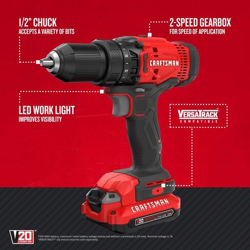 Craftsman CMCD700C1R 20V السرعة المتغيرة ليثيوم أيون 1/2 في. in Saudi Arabia