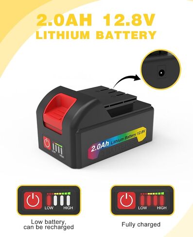 مجموعة الحفر اللاسلكية OUBA ، 12.8V LITHIUM LON POWER DRILLALL مع البطارية والشاحن ، وسرعان متغيران ، 3/8 "تشاك بدون مفتاح ، 25+3 إعداد عزم الدوران ، LED مدمج ، تدريبات كهربائية للمنزل (أصفر) in Kuwait