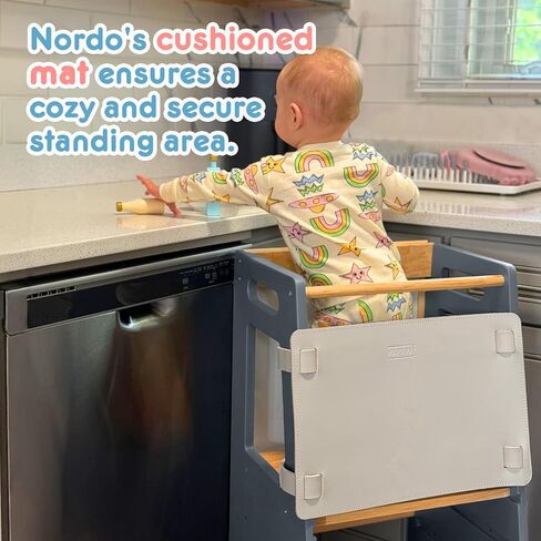 Harppa Toddler Stools مساعد مع ارتفاع قابل للتعديل وحماية مضادة للانزلاق ، وبرج الأطفال يقفون مع السكك الحديدية السلامة ، و Kids Step Stool مع الطباشير التعليمي ، والطبيعة والأبيض in Kuwait