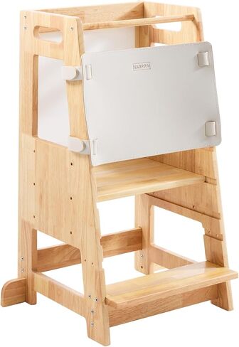 Harppa Toddler Stools مساعد مع ارتفاع قابل للتعديل وحماية مضادة للانزلاق ، وبرج الأطفال يقفون مع السكك الحديدية السلامة ، و Kids Step Stool مع الطباشير التعليمي ، والطبيعة والأبيض in Kuwait