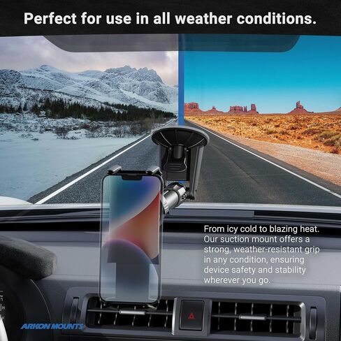 حامل ARKON للهاتف والكمبيوتر اللوحي متوسط ​​الحجم على الزجاج الأمامي متوافق مع iPad mini iPhone 12 11 XS XR Galaxy Note 20 10 9 S21 S20 S10 in Saudi Arabia