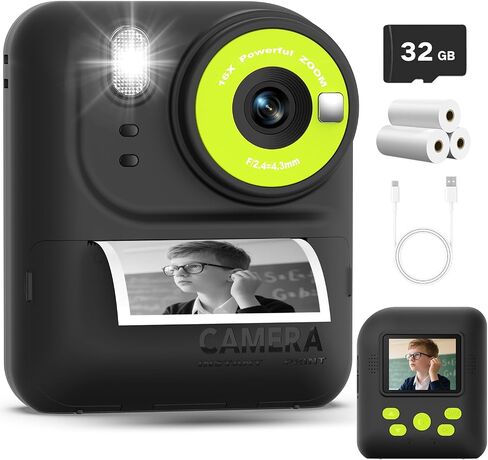 Okaloka Kids Instant Print Camera Toys,1080P HD Toddler Digital Video Camera,Christmas Birthday Gifts for Girls Boys Age 3-12 Year Old - 32G SD Card Included (Purple) in Saudi Arabia