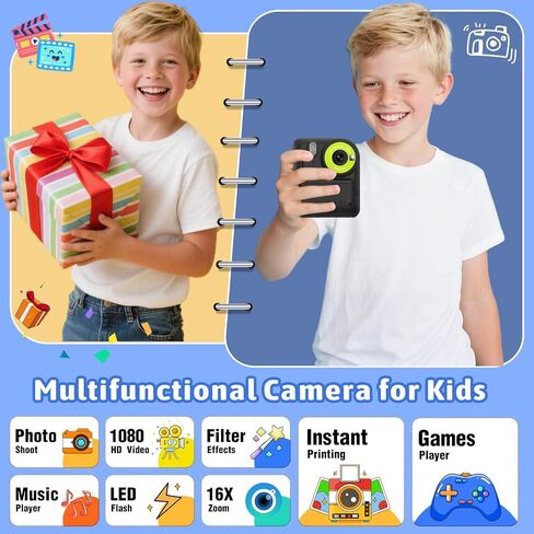 Okaloka Kids Instant Print Camera Toys,1080P HD Toddler Digital Video Camera,Christmas Birthday Gifts for Girls Boys Age 3-12 Year Old - 32G SD Card Included (Purple) in Saudi Arabia