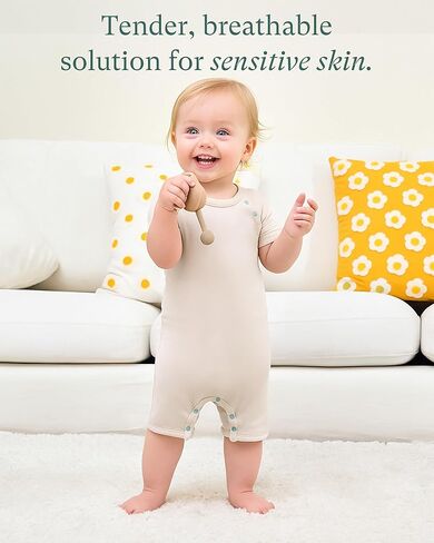 SuperSoft Short Sleeve Baby Romper, Unisex Bamboo Viscose One-piece Summer Pajamas, Boy Girl Footless Jumpsuit Snap Closure in Saudi Arabia