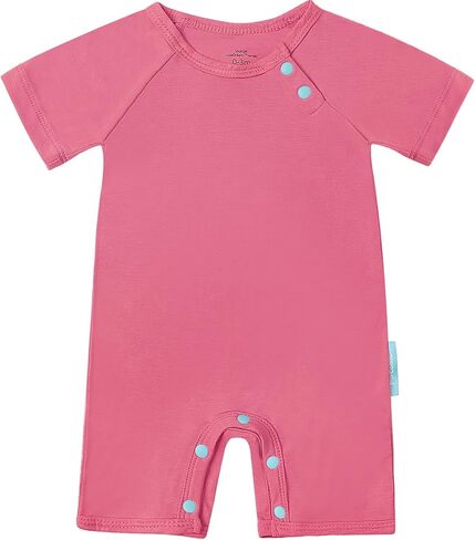 SuperSoft Short Sleeve Baby Romper, Unisex Bamboo Viscose One-piece Summer Pajamas, Boy Girl Footless Jumpsuit Snap Closure in Saudi Arabia