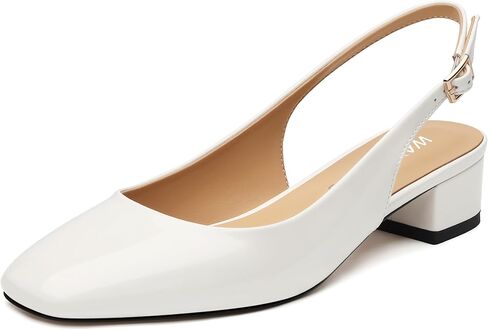 WAYDERNS Women's Chunky Heel Slingback Pumps Square Closed Toe 1.5 Inch Low Block Heels Comfortable Casual Wedding Work Dressy Shoes in Saudi Arabia