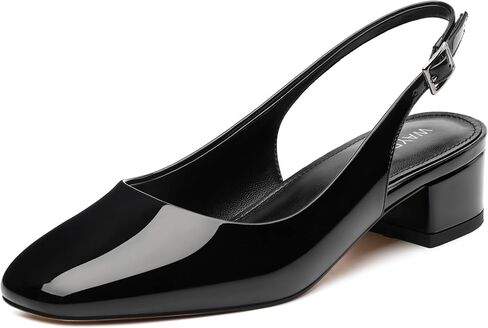 Wayderns Wyderns chunky kyel slingback Pumps Square Square مغلق إصبع القدم 1.5 بوصة الكعب المنخفض الكعب in Kuwait