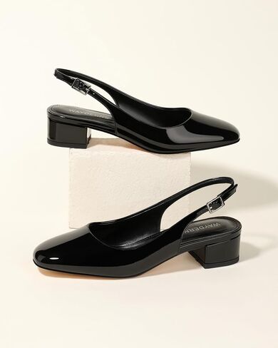 Wayderns Wyderns chunky kyel slingback Pumps Square Square مغلق إصبع القدم 1.5 بوصة الكعب المنخفض الكعب in Kuwait