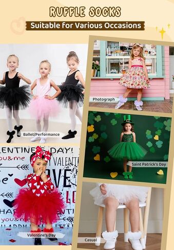 Zando Toddler Ruffle Socks for Girls Princess Dress Baby Ballerina Tutu Socks with Lace Frilly 1-10 Years in Saudi Arabia