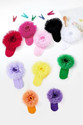 Zando Toddler Ruffle Socks for Girls Princess Dress Baby Ballerina Tutu Socks with Lace Frilly 1-10 Years in Saudi Arabia