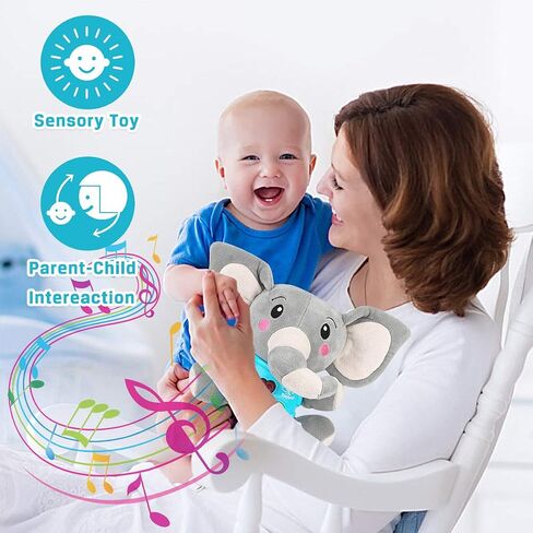 Aitbay Plush Elephant Music Music Toys من 0 إلى 6 أشهر ، والحيوان اللطيف المحشو بإضاءة ألعاب الأطفال الموسيقية المولودة للأطفال الولادة للأطفال الصغار والبنات الصغار من 6 إلى 12 شهرًا in Kuwait