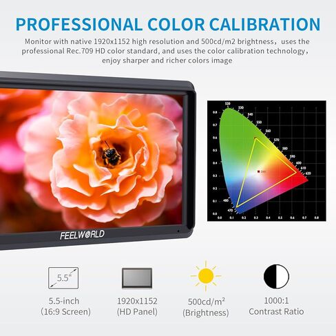 FEELWORLD S55V2 5.5 Inch DSR Camera Field Monitor Small Full HD 1920x1152 IPS Video Assist Mit HDMI Output and Input in Saudi Arabia
