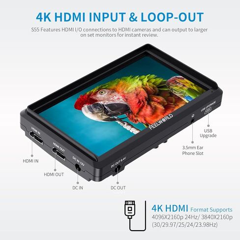 FEELWORLD S55V2 5.5 Inch DSR Camera Field Monitor Small Full HD 1920x1152 IPS Video Assist Mit HDMI Output and Input in Saudi Arabia