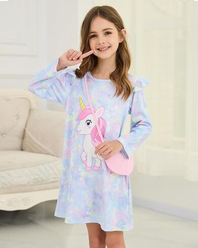Toddler Girls Fall Dress with Bags, Ruffle Long Sleeve A-Line Leisure Time Dresses for Casual Birthdays Party 2-7Y in Saudi Arabia