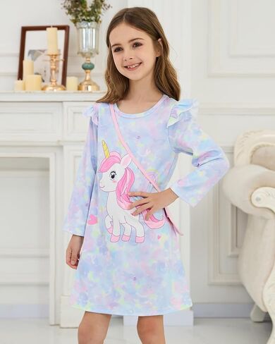 Toddler Girls Fall Dress with Bags, Ruffle Long Sleeve A-Line Leisure Time Dresses for Casual Birthdays Party 2-7Y in Saudi Arabia