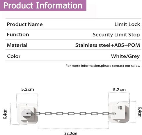 Child Proof Door Lock with Adjustable Chain Strap, 3M Adhesive Safety Locks for Baby & Pets, No Tools Needed 2 Pack in Kuwait