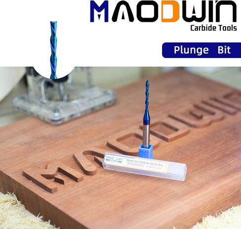 أجهزة التوجيه الحلزونية CNC مع طلاء نانو الأزرق 1/4 شانك أسفل قطع 1/8 "قطع ديا. 3" ovl. أجهزة التوجيه الصلبة لقطعة كربيد لقطعة النخاع الخشبي للنقش. in Kuwait