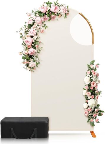Metal Arch Backdrop Stand 7.2 ft - Party Backdrop Arch Stand with White Cover, Stable Base, Carry Case - Aluminum Balloon Arched Frame for Photo, Gold Arches Decoration for Wedding Baby Shower & More in Saudi Arabia