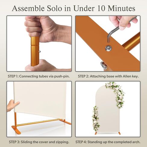 Metal Arch Backdrop Stand 7.2 ft - Party Backdrop Arch Stand with White Cover, Stable Base, Carry Case - Aluminum Balloon Arched Frame for Photo, Gold Arches Decoration for Wedding Baby Shower & More in Saudi Arabia