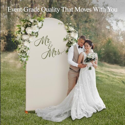 Metal Arch Backdrop Stand 7.2 ft - Party Backdrop Arch Stand with White Cover, Stable Base, Carry Case - Aluminum Balloon Arched Frame for Photo, Gold Arches Decoration for Wedding Baby Shower & More in Saudi Arabia
