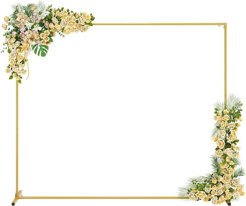 Walensee 7.9FTx6.6FT Gold Wedding Arch Backdrop Stand, Adjustable Square Metal Arch Frame for Ceremony Party Birthday Baby Shower Bridal AnniversaryGarden Balloon Photo Decoration in Kuwait