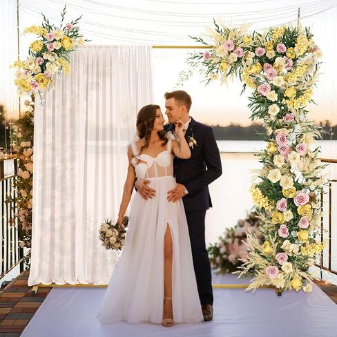 Walensee 7.9FTx6.6FT Gold Wedding Arch Backdrop Stand, Adjustable Square Metal Arch Frame for Ceremony Party Birthday Baby Shower Bridal AnniversaryGarden Balloon Photo Decoration in Kuwait