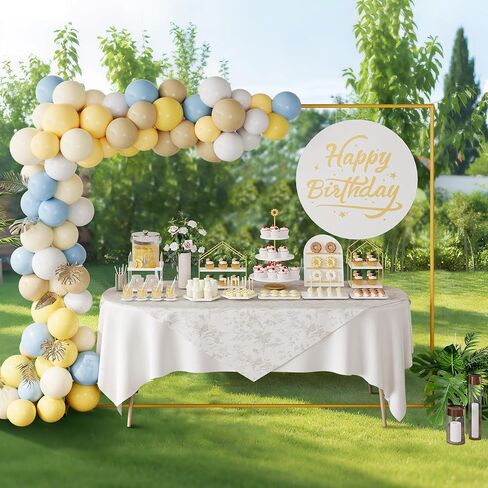 Walensee 7.9FTx6.6FT Gold Wedding Arch Backdrop Stand, Adjustable Square Metal Arch Frame for Ceremony Party Birthday Baby Shower Bridal AnniversaryGarden Balloon Photo Decoration in Kuwait