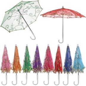 8 Mini Lace Umbrellas Set, Bridal Wedding Parasols, Decorative Lace For Indoor And Outdoor Parties, Perfect For Photography in Kuwait