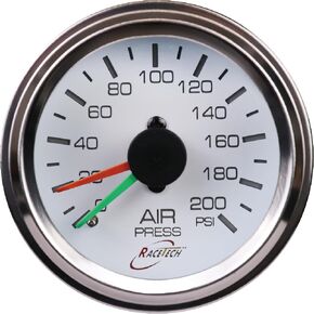RACETECH 52mm 2-1/16" Mechanical Air Suspension Gauge(0~150PSI) with White Face/Chrome Rim in Kuwait