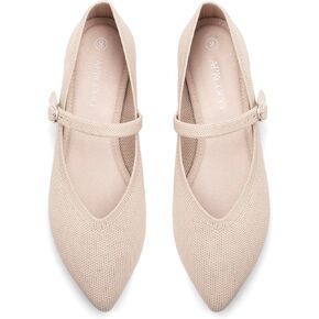 شقق للنساء متماسكة الباليه مسطحة في إصبع القدم مع حزام الكاحل قابلة للغسل in Kuwait