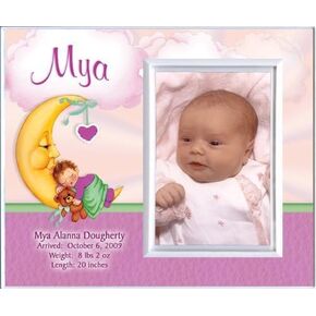 New Baby Girl Moon Personalized Birth Announcement Keepsake Picture Frame Gift in Saudi Arabia
