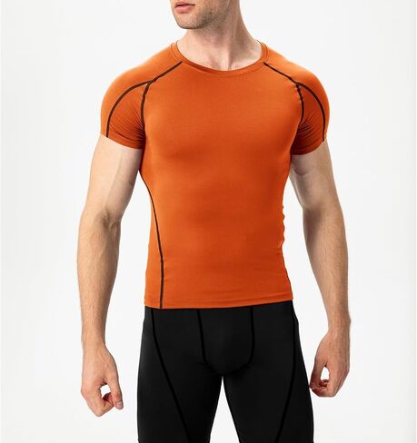 LEICHR Men's Compression Shirts Short Sleeve Dry Fit Workout Gym T-Shirt Running Baselayer Tops Sports Athletic Undershirts in Kuwait