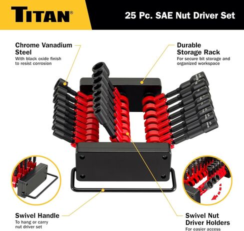 Titan 16297 مجموعة سائق الجوز المغناطيسي من 9 قطع ، مجموعة Setter Nut Setter in Saudi Arabia
