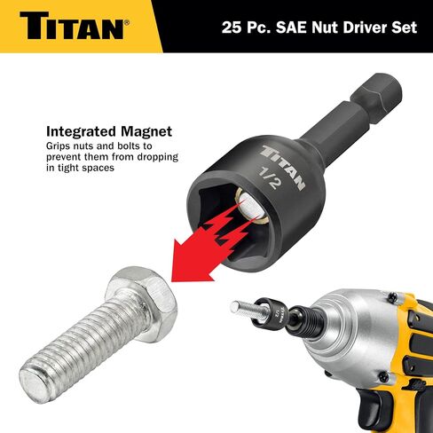 Titan 16297 مجموعة سائق الجوز المغناطيسي من 9 قطع ، مجموعة Setter Nut Setter in Saudi Arabia