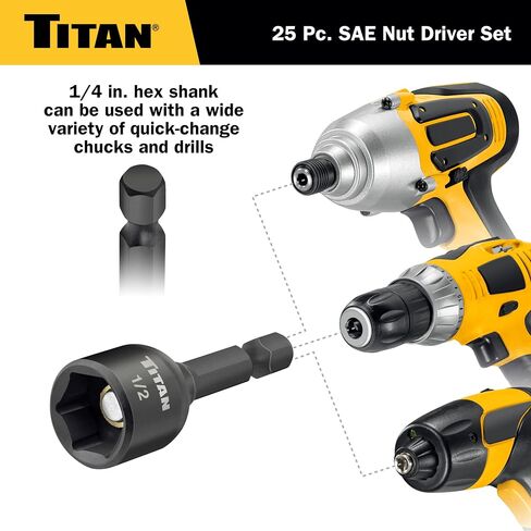 Titan 16297 مجموعة سائق الجوز المغناطيسي من 9 قطع ، مجموعة Setter Nut Setter in Saudi Arabia