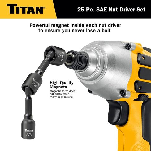 Titan 16297 مجموعة سائق الجوز المغناطيسي من 9 قطع ، مجموعة Setter Nut Setter in Saudi Arabia