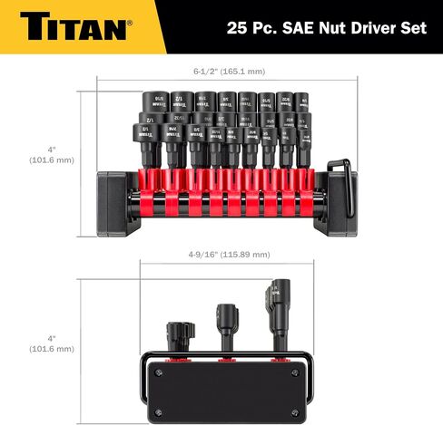 Titan 16297 مجموعة سائق الجوز المغناطيسي من 9 قطع ، مجموعة Setter Nut Setter in Saudi Arabia