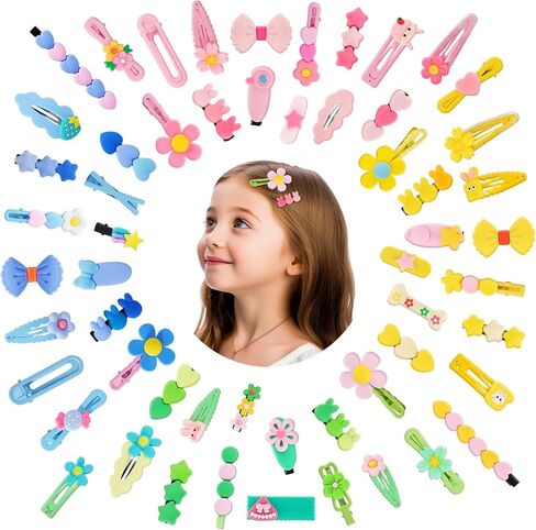 Saoropeb 56 PCS مقاطع شعر للفتيات طفل مقاطع شعر ملحقات شعر لطيف للأطفال تصميم الكرتون للبنات الصغير in Kuwait