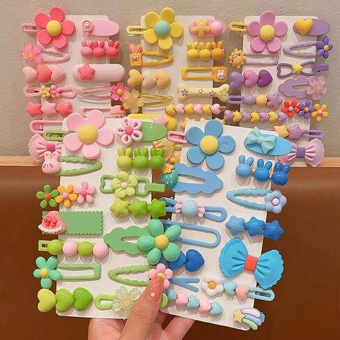Saoropeb 56 PCS مقاطع شعر للفتيات طفل مقاطع شعر ملحقات شعر لطيف للأطفال تصميم الكرتون للبنات الصغير in Kuwait