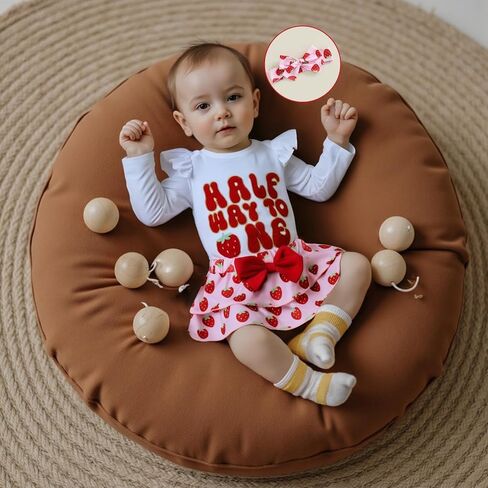 طفلة نصف عيد ميلاد الزي في منتصف الطريق إلى واحد قصير الأكمام رومبير شورت الكشكشة in Kuwait