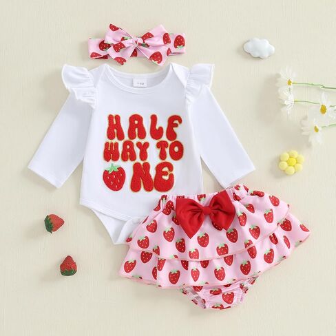 طفلة نصف عيد ميلاد الزي في منتصف الطريق إلى واحد قصير الأكمام رومبير شورت الكشكشة in Kuwait