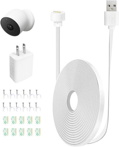 كابل طاقة بطول 13 قدم مع محول لكاميرا Google Nest Cam (البطارية)، عبوة واحدة in Kuwait
