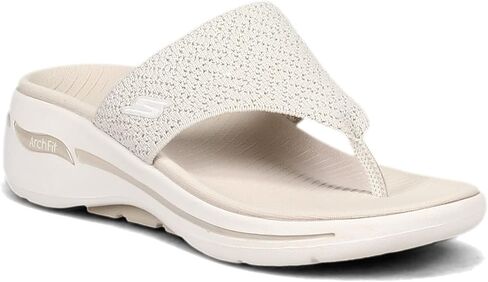 Skechers Go Walk Arch Fit Knit 3 Point Sandal Natural 12 B (M) in Kuwait